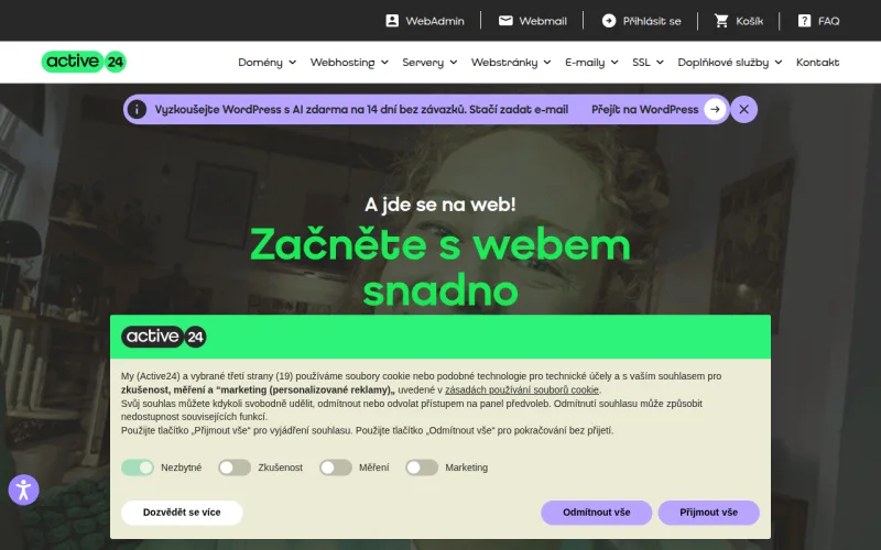 Webhosting Active24 — úvodní stránka