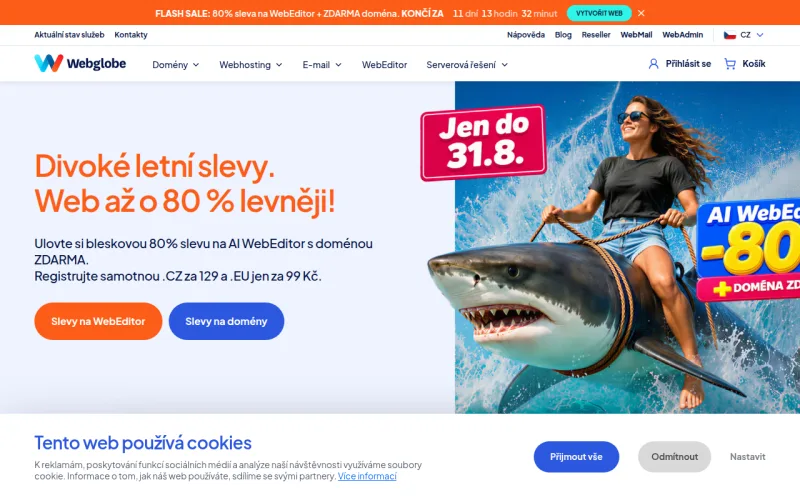 Webhosting Webglobe — úvodní stránka