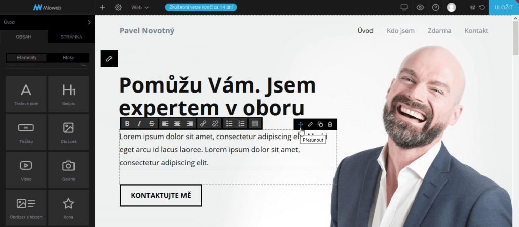 mioweb recenze jednoduchý editor