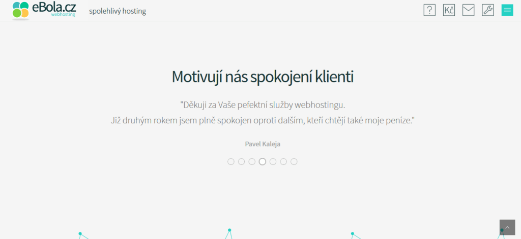 Ehosting ebola.cz recenze ukázka hlavní strany služby